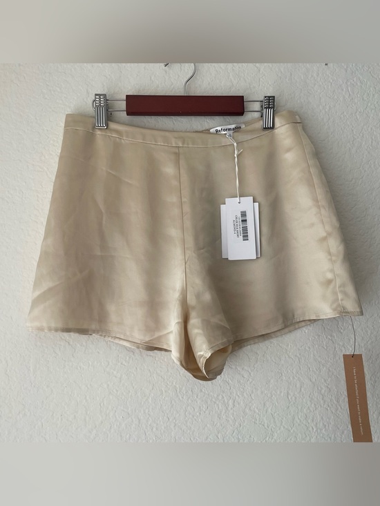 Reformation Pants - Reformation Satin High-Waist Cream Shorts